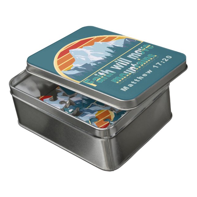 Faith Move Mountains Christian Design Jigsaw Puzzle (Lid Open)