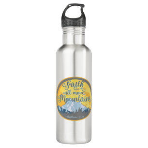 Faith Move Mountains Christian Design Stainless Steel Water Bottle