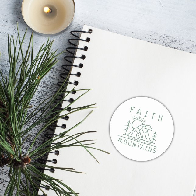 Faith Moves Mountains Bible Verse Christian Classic Round Sticker (Creator Uploaded)