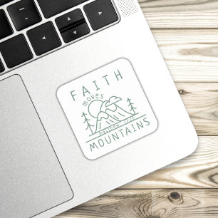 Faith Moves Mountains Bible Verse Christian Square Sticker