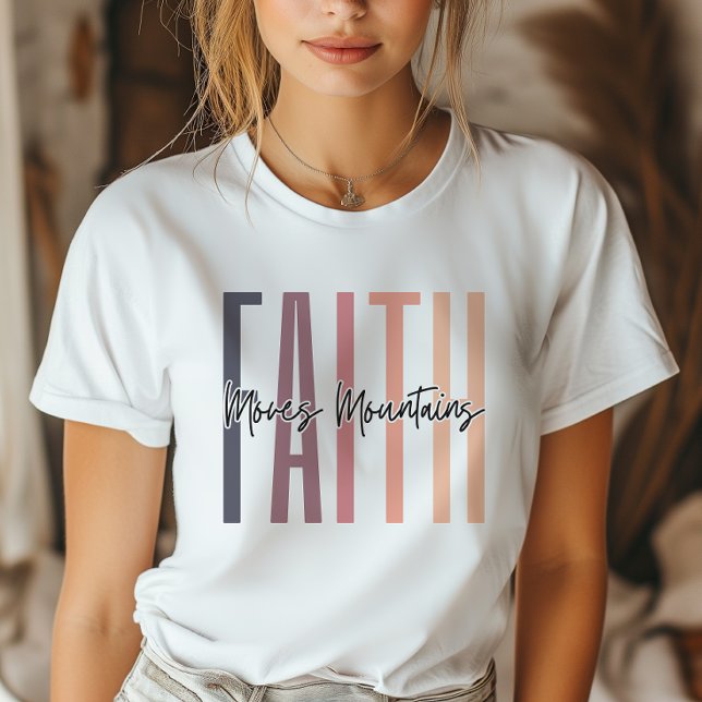 Faith Moves Mountains Bible Verse T-Shirt (Express your faith with style and confidence with our meaningful religious design T-shirt.)