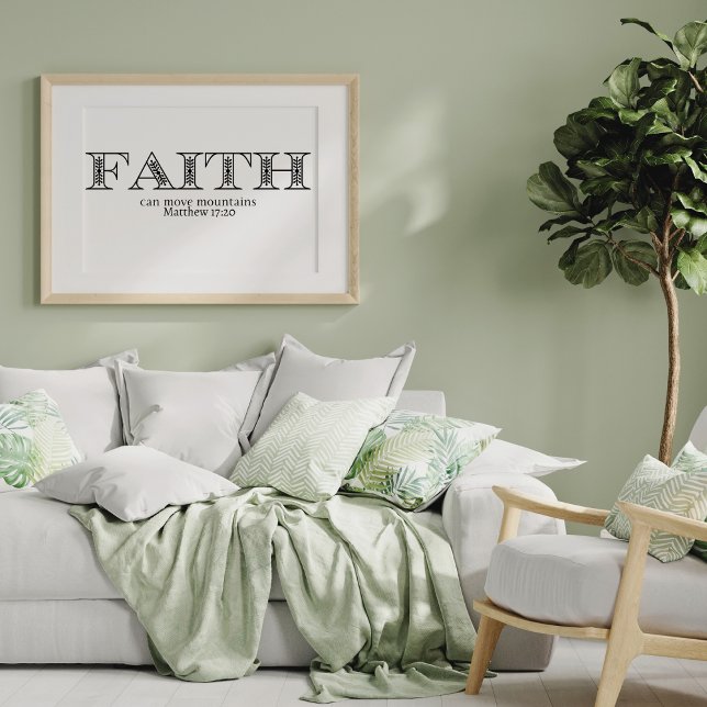 Faith Moves Mountains Christian Poster (Faith Can Move Mountains Bible Scripture Quote)