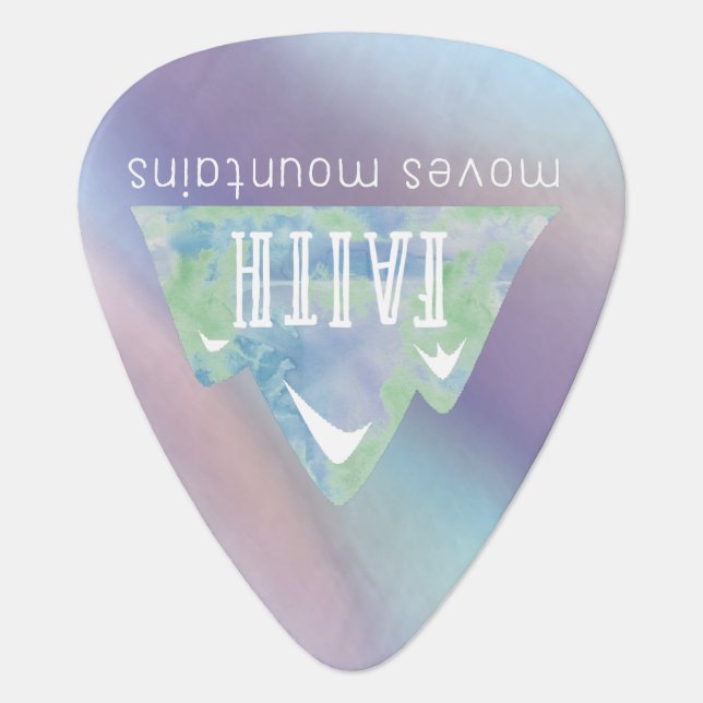 Faith Moves Mountains Holographic Pastel  Guitar Pick (Front)