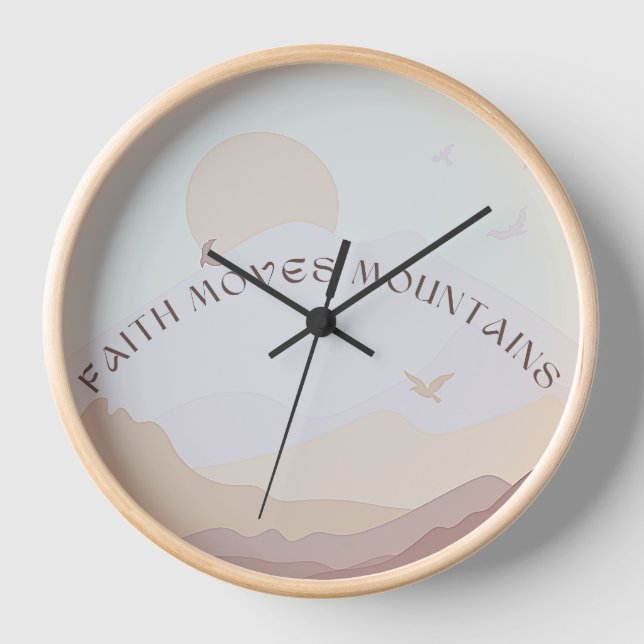 Faith Moves Mountains Wall Clock (Front)