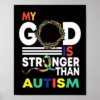 Faith My God Is Stronger Than Autism Awareness Poster