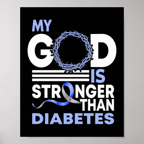 Faith MY God Is Stronger Than Diabetes Awareness Poster