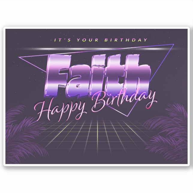 Faith Name First name lila retro Sticker Birthday (Front)