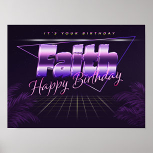 Faith Name First Name purla retro Poster Birthday