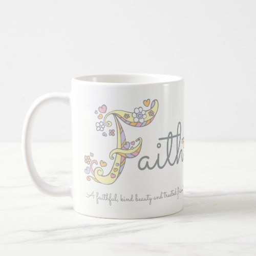 Faith name meaning decorative F monogram mug