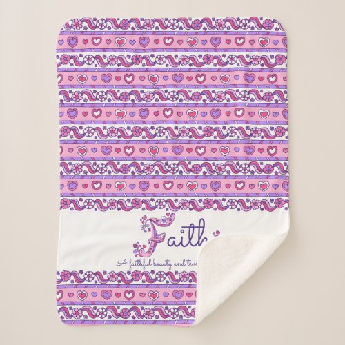 Faith name meaning hearts and flower art blanket