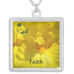 Faith necklace Sterling Silver Yellow Iris Flowers
