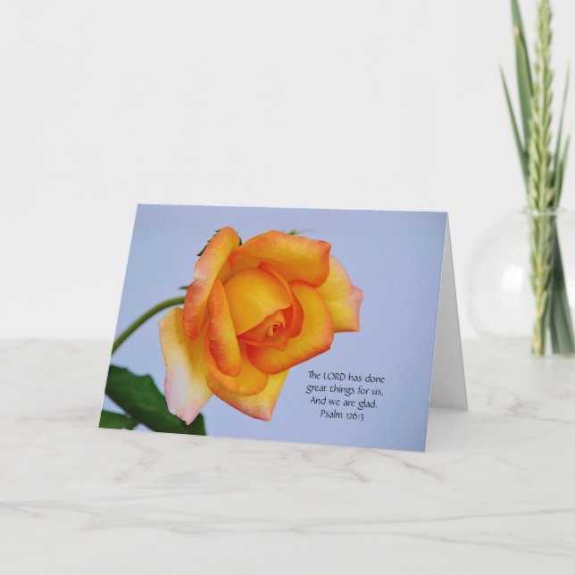 Faith Orange Gold Rose Bible Verse Note Card (Front)