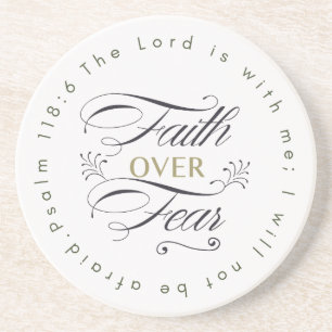 Faith Over Fear Bible Verse Motivational Coaster