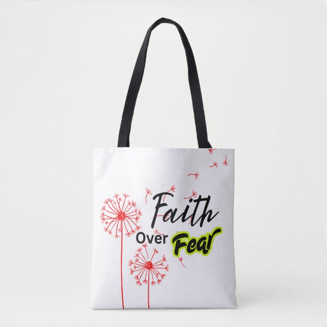 Faith Over Fear Bible Verse Tote Bag – Christian I (Front)