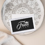 Faith Over Fear Black Business Card Case<br><div class="desc">Visual wordplay text design with the first line in a strong beautiful font printed in bold above the second line of small wide-spaced letters. Keep the inspirational saying 'Faith Over Fear' for an encouraging reminder, or use the text template to create a new inspiring quote. Edit to change the white...</div>