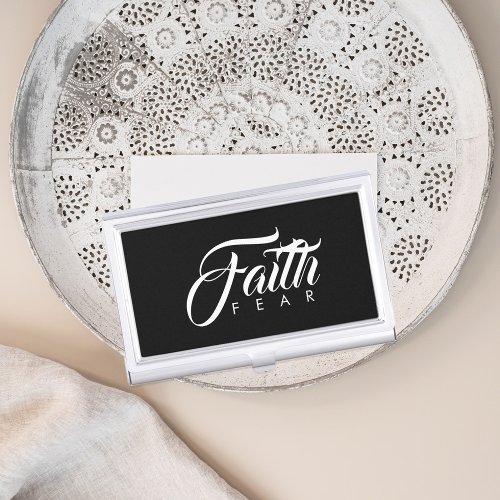 Faith Over Fear Black Business Card Case