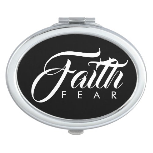 Faith Over Fear Black Compact Mirror