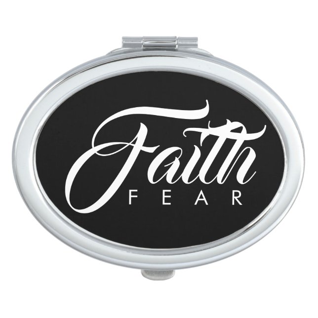 Faith Over Fear Black Compact Mirror (Front)