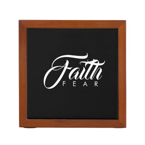 Faith Over Fear Black Desk Organizer