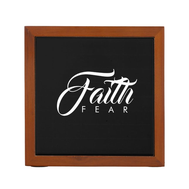 Faith Over Fear Black Desk Organizer (Front)