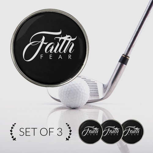 Faith Over Fear Black Golf Ball Marker