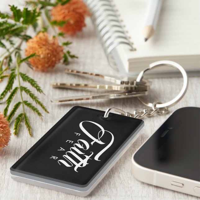 Faith Over Fear Black Keychain (Front Right)