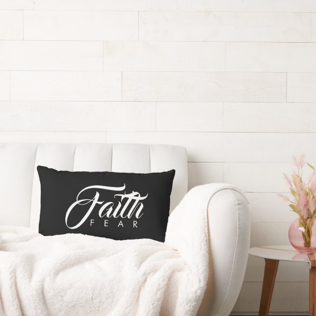 Faith Over Fear Black Lumbar Pillow (Couch)