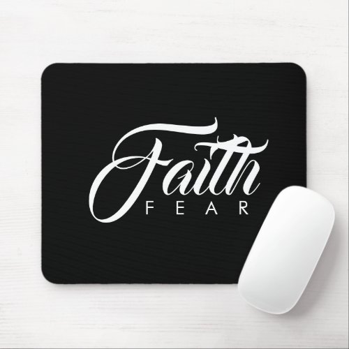 Faith Over Fear Black Mouse Pad