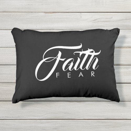 Faith Over Fear Black Outdoor Pillow