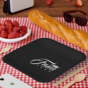 Faith Over Fear Black Paper Plates