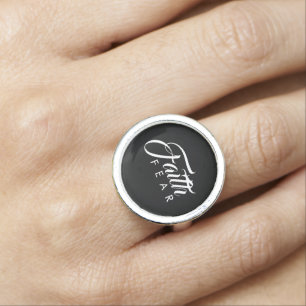 Faith Over Fear Black Ring