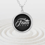 Faith Over Fear Black Silver Plated Necklace<br><div class="desc">Visual wordplay text design with the first line in a strong beautiful font printed in bold above the second line of small wide-spaced letters. Keep the inspirational saying 'Faith Over Fear' for a gift of encouragement, or use the text template to create a new inspiring quote. Edit to change the...</div>