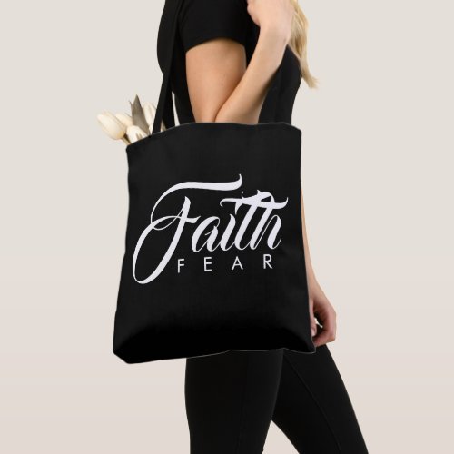 Faith Over Fear Black Tote Bag