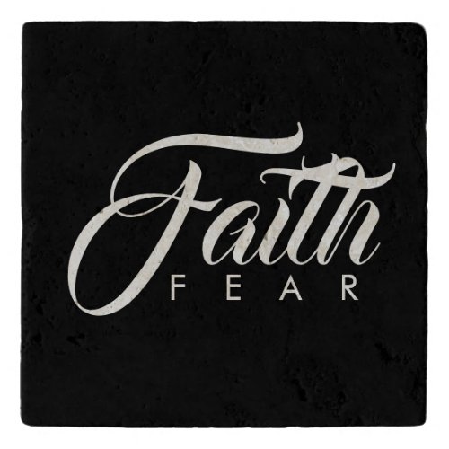 Faith Over Fear Black Trivet