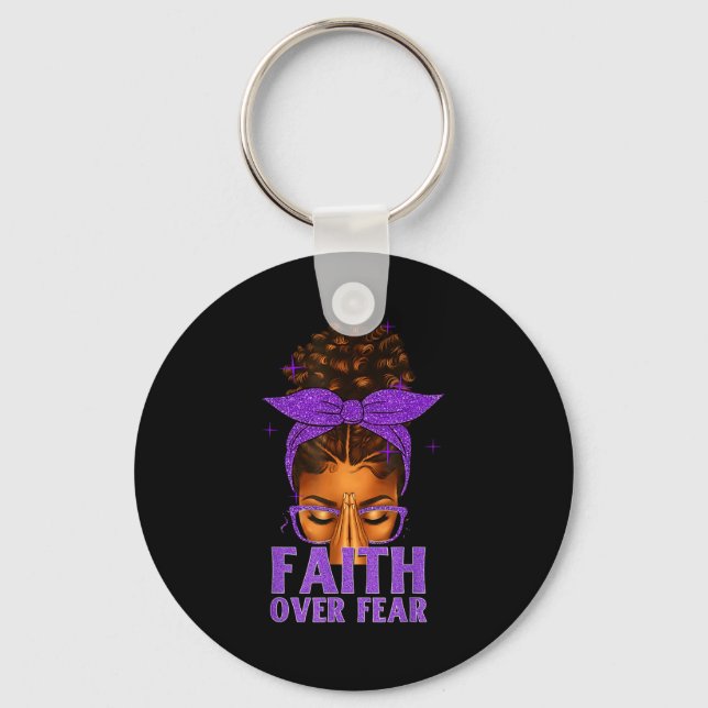 Faith Over Fear Black Women Afro Christian African Keychain (Front)