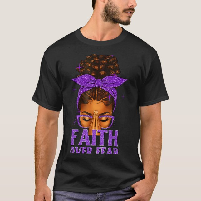 Faith Over Fear Black Women Afro Christian African T-Shirt (Front)