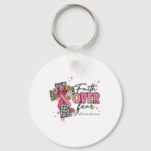 Faith Over Fear Breast Cancer Awareness Christian Keychain