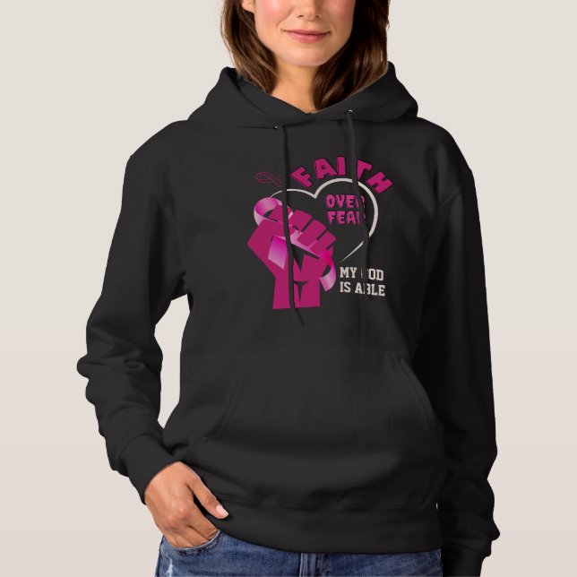 FAITH OVER FEAR Breast Cancer Awareness Hoodie (Front)