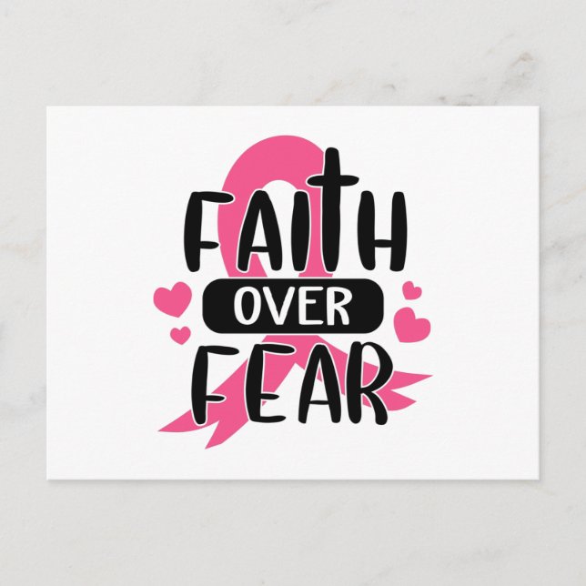 Faith Over Fear Breast Cancer Awareness Postcard (Front)