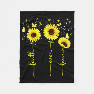 Faith Over Fear Childhood Cancer Awareness Sunflow Fleece Blanket