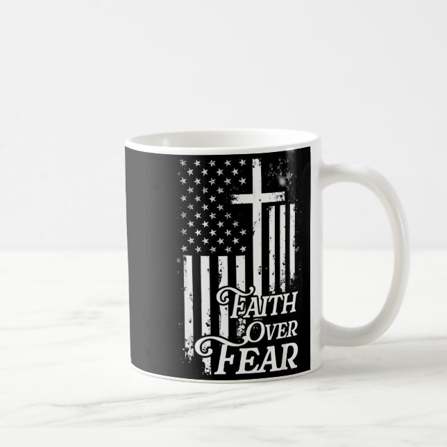 Faith Over Fear Christian American Flag Religious  Coffee Mug (Right)