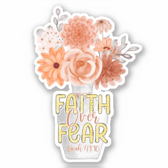 Faith Over Fear Christian Bible Peach Floral  Sticker (Front)