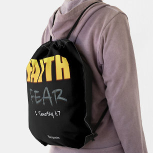Faith over fear christian bible verse  drawstring bag