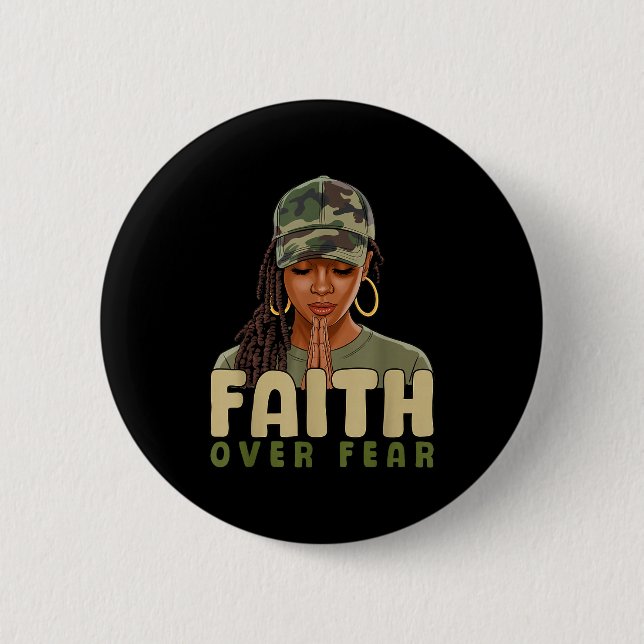 Faith Over Fear Christian Camo African American Af Button (Front)