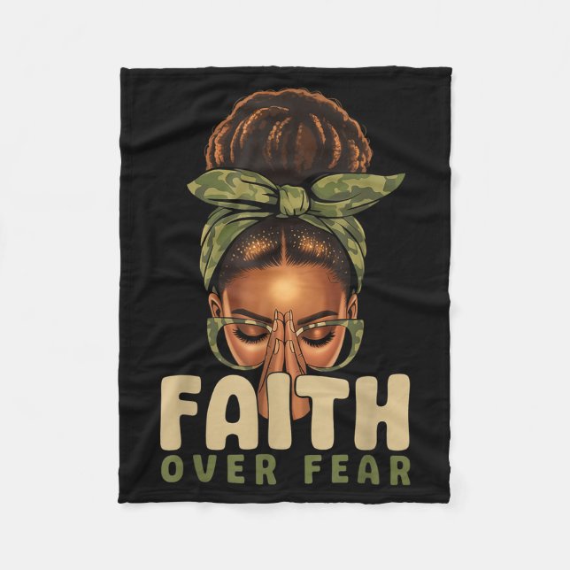 Faith Over Fear Christian Camo African American Af Fleece Blanket (Front)