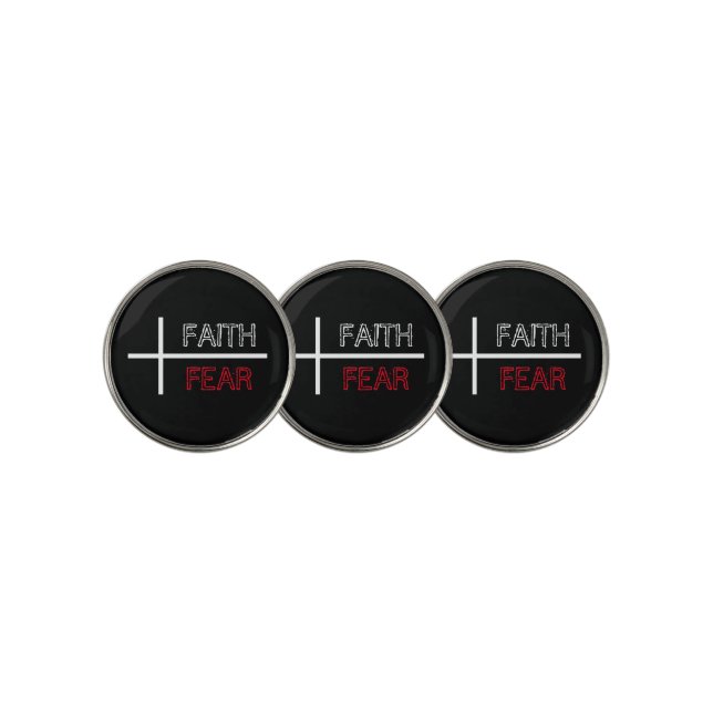 Faith Over Fear Christian Cross  Golf Ball Marker (3 Up)
