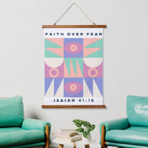 Faith Over Fear Christian Faith Poster Modern Hanging Tapestry
