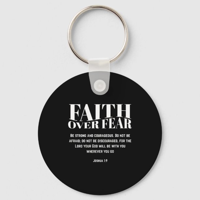 Faith Over Fear Christian Jesus Bible Verse Men Wo Keychain (Front)
