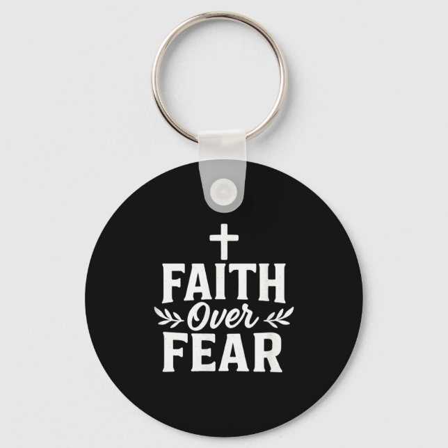 Faith Over Fear Christian Motivational Bible Verse Keychain (Front)