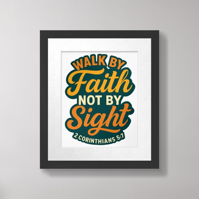 Faith Over Fear Christian Poster – Inspirational (Framed Front)